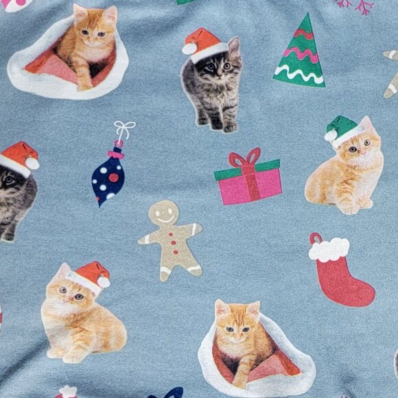 Women's Fleece Lined Leggings Christmas Cats - M/L - Picture 2 of 7